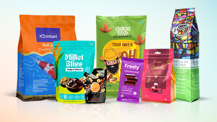 Custom printed pouches with brand artwork